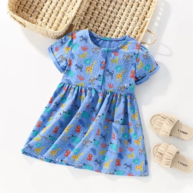 Additional Image for Girls` Dresses Animal Print Short Sleeve