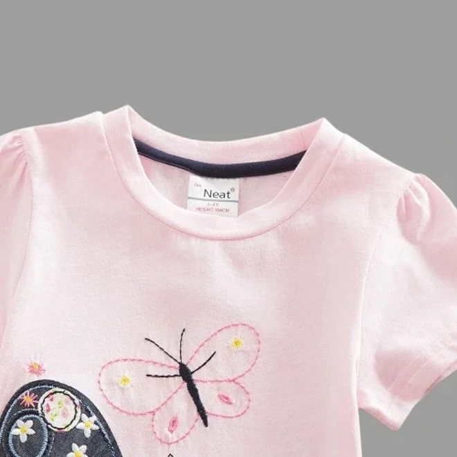 Additional Image for Girls` Dress Butterfly Applique Embroidery Short Sleeve