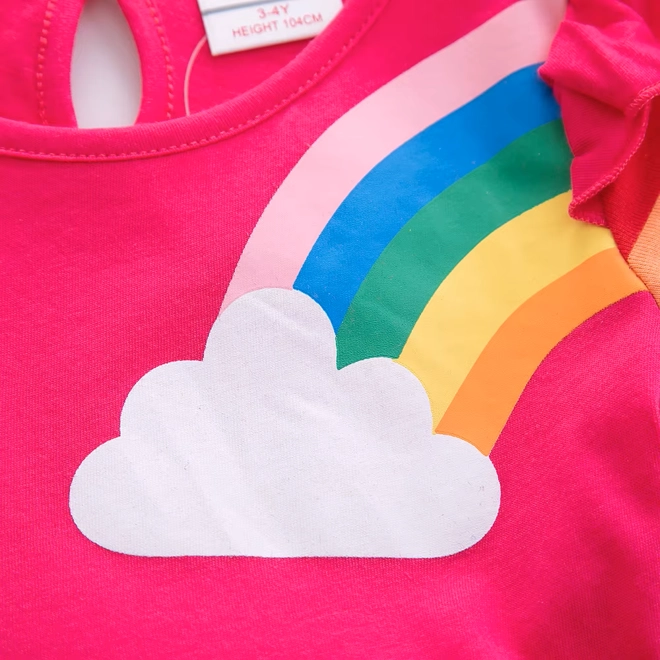 Additional Image for Girls Pink Unicorn Rainbow Dress with Pockets