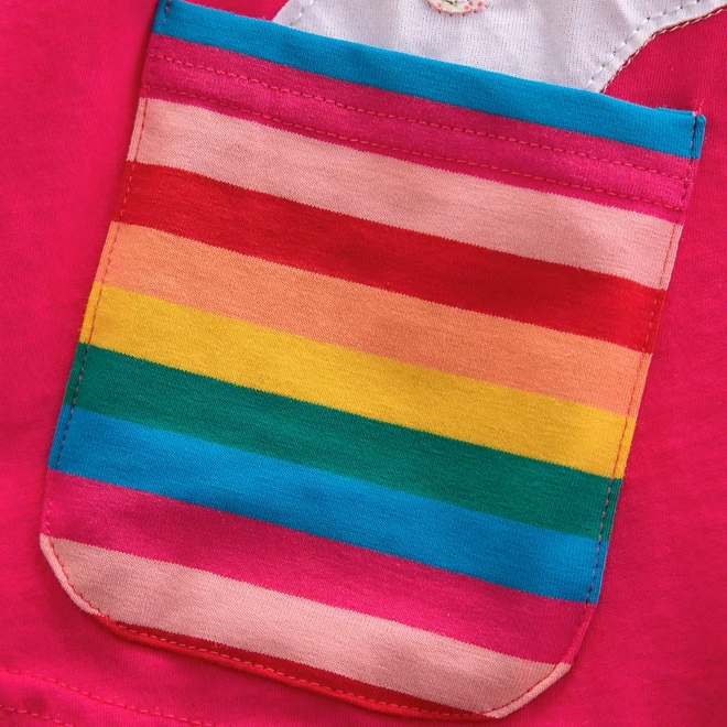 Additional Image for Girls Pink Unicorn Rainbow Dress with Pockets