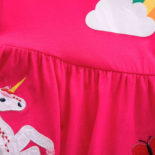 Additional Image for Girls Pink Unicorn Rainbow Dress with Pockets
