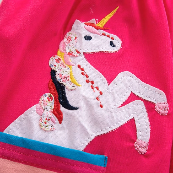Additional Image for Girls Pink Unicorn Rainbow Dress with Pockets