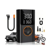 Cordless Air Pump for Car Tires, Bikes, Motorcycles, Auto Shut-off, Digital Gauge & LED Light.
