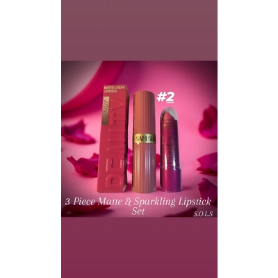 3 PIECE MATTE & SPARKLING LIPSTICK SET