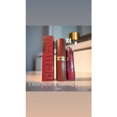 3PIECE MATTE & SPARKLING LIPSTICK SET