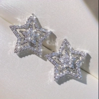 IcedOut Double Star Studded Earrings