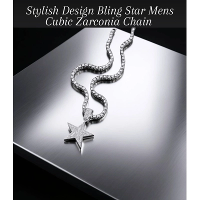 Stylish Design Bling Star Mens Cubic Zarconia Chain