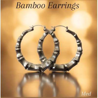 Silver Toned Bamboo Earrings