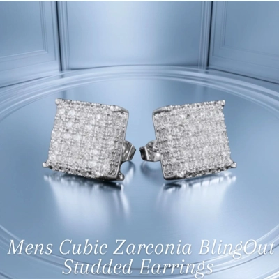 Mens Cubic Zarconia BlingOut Studded Earrings