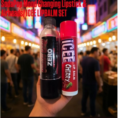 SodaPop Mood Changing Lipstick & Airheads/ ICEE Lipbalm Set