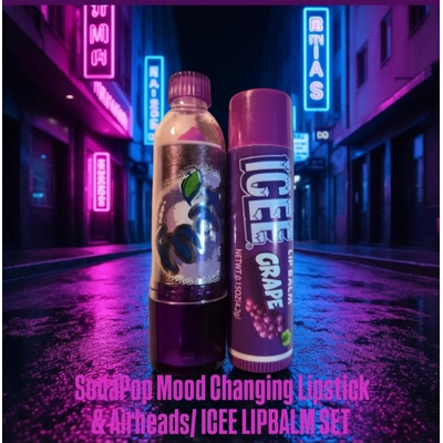 SodaPop Mood Changing Lipstick & Airheads/ ICEE Lipbalm Set