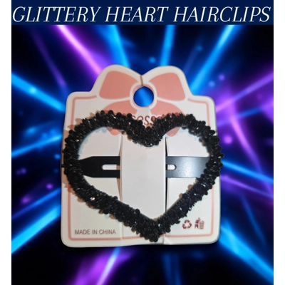 GLITTERY HEART HAIRCLIPS
