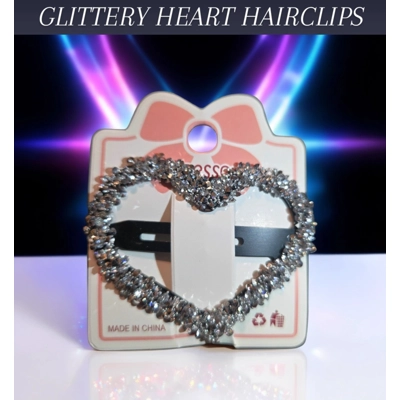 GLITTERY HEART HAIRCLIPS