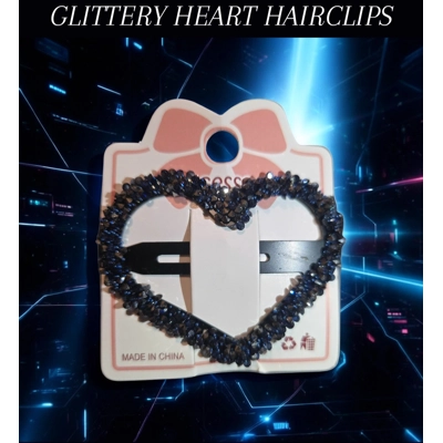 GLITTERY HEART HAIRCLIPS