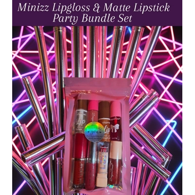 Minizz Lipgloss & Matte Lipstick Party Bundle Set