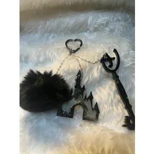 Handmade Black Glittery Keyring