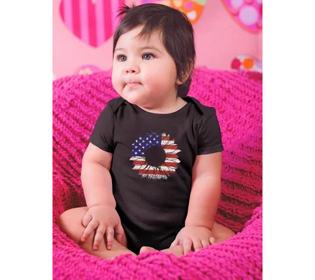 Flag And Sunflower Bodysuit Baby's -SmartPrintsInk Designs