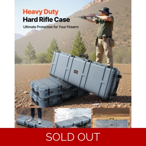 VEVOR Hard Rifle Case, Lockable Rifle Case with Pre-cut Foams, 52 in Gun Storage with Wheels, Heavy 