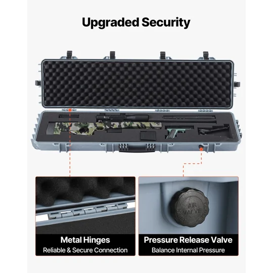 VEVOR Hard Rifle Case, Lockable Rifle Case with Pre-cut Foams, 50 in Movable Gun Storage with Wheels