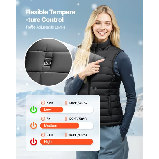 VEVOR Heated Vest, Women Electric Heating Vest with 16000 mAh Battery Pack, 8 Heating Zones Lightwei