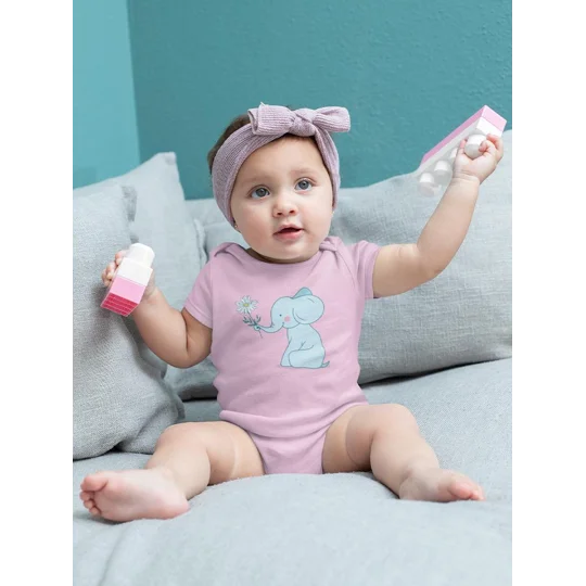 Elephant With A Flower Bodysuit -SmartPrintsInk Designs