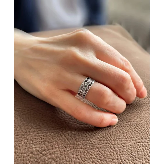 Filigree Art Sterling Silver Women Dainty Band Ring