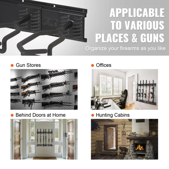 VEVOR Gun Rack, Indoor Gun Rack Wall Mount, 6-Slot Vertical Rifle Shotgun Gun Rack, 180 lb Heavy Dut