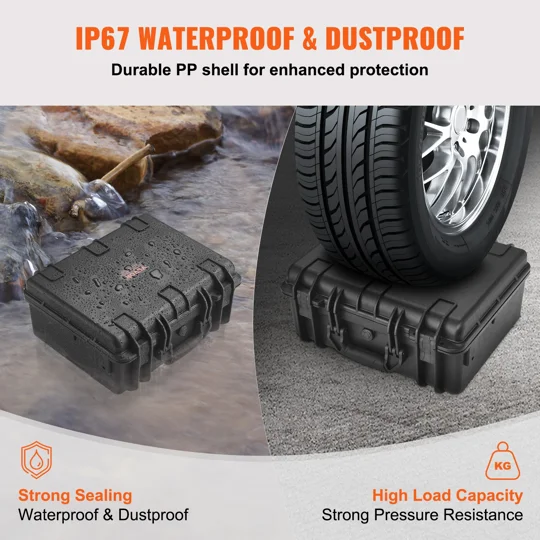 VEVOR Hard Pistol Cases with Pre-cut PU Foam, Waterproof & Dustproof Hard Gun Case for 1 Pistol, 18.