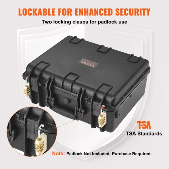 VEVOR Hard Pistol Cases with Pre-cut PU Foam, Waterproof & Dustproof Hard Gun Case for 1 Pistol, 18.
