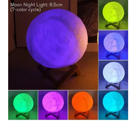 D5 Starry Moon Lamp 8Cm - LED Night Light with Stand, Perfect for Bedroom Decor and Gifts