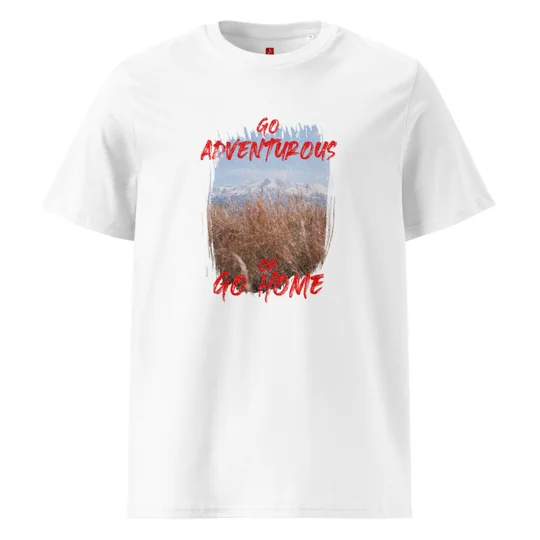 "Go Adventurous or Go Home" Unisex Organic Cotton T-Shirt – Mountain Grassland Design