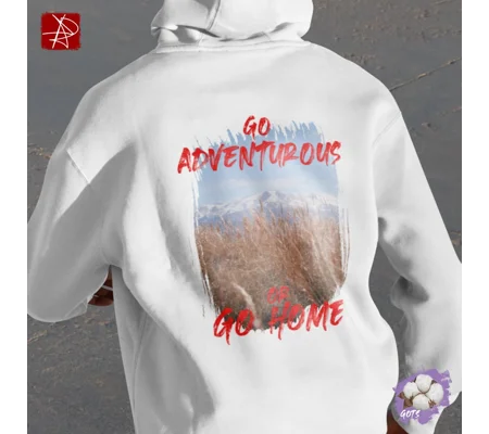 Go Adventurous or Go Home Organic Cotton Hoodie - Mountain Design