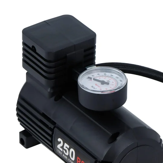 250PSI 12V Compact Analogue Air Compressor with Multi-Purpose Nozzle Adaptors