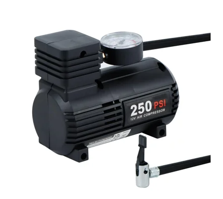 250PSI 12V Compact Analogue Air Compressor with Multi-Purpose Nozzle Adaptors
