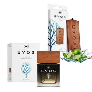K2 EVOS VIKING Fresh Citrus & Musk Car Air Freshener Set - Wooden Hanger & Perfume