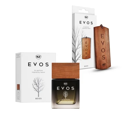 K2 EVOS BOSS Car Air Freshener Bundle - Wooden Hanger & Perfume Set