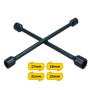 4-Way Wheel Brace - 17, 19, 21, 23mm Socket Sizes for Most Vehicles