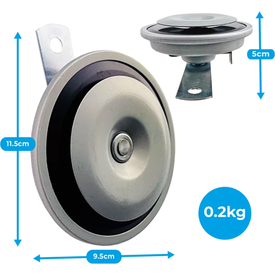 12V Universal High & Low Tone Disc Horn Kit - Twin Spade for Cars, Bikes & Boats