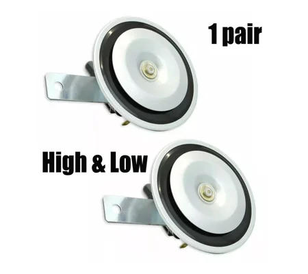 12V Universal High & Low Tone Disc Horn Kit - Twin Spade for Cars, Bikes & Boats