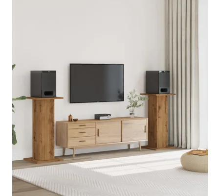 vidaXL Speaker Stands 2 pcs Artisian Oak 11.8x11.8x37.4" Engineered Wood