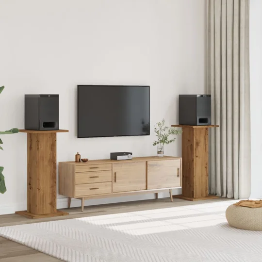 vidaXL Speaker Stands 2 pcs Artisian Oak 11.8x11.8x37.4" Engineered Wood