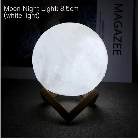D5 Starry Moon Lamp 8Cm - LED Night Light with Stand, Perfect for Bedroom Decor and Gifts