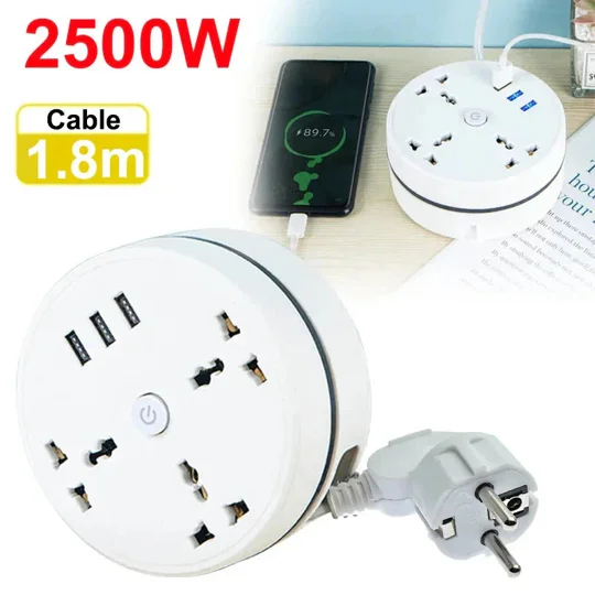 EU Plug AC Outlet Smart Home Power Strip – Multipurpose Electrical Extension Cord with USB Ports & F