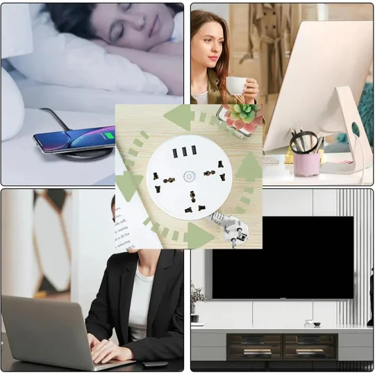 EU Plug AC Outlet Smart Home Power Strip – Multipurpose Electrical Extension Cord with USB Ports & F