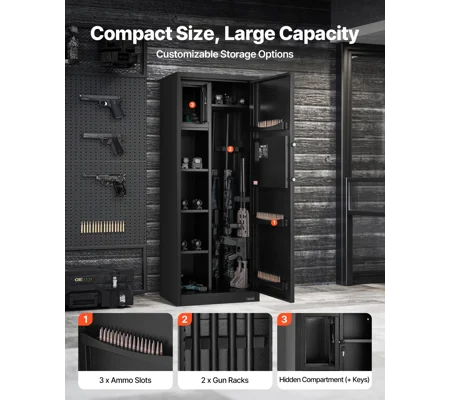 VEVOR 4 Gun Safe, Long Gun Cabinet for Rifles and Pistols, Quick Access Rifle Safe with 3 Ammo Slots