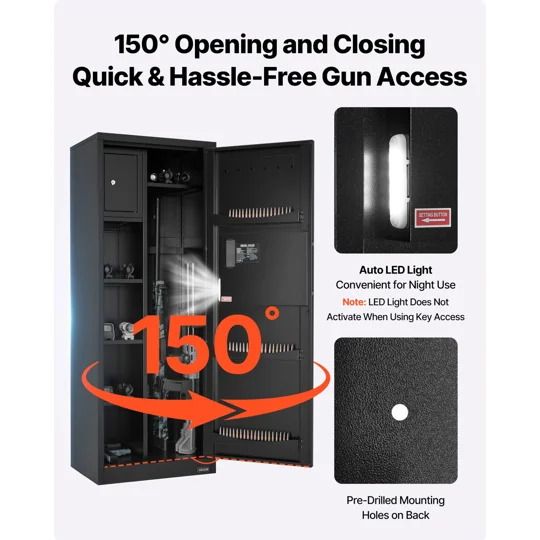VEVOR 4 Gun Safe, Long Gun Cabinet for Rifles and Pistols, Quick Access Rifle Safe with 3 Ammo Slots