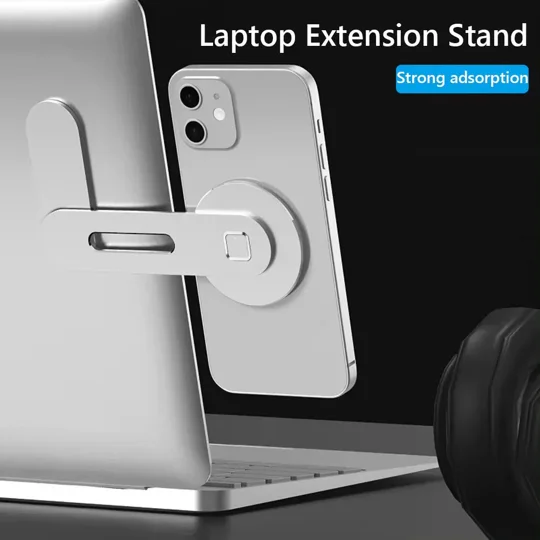 Metal Expansion Phone Stand for Laptop and Tesla Vehicles - Magnetic Folding Phone Holder with 15W F