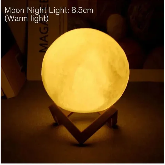 D5 Starry Moon Lamp 8Cm - LED Night Light with Stand, Perfect for Bedroom Decor and Gifts