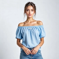 Light Blue Bardot Top