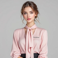 Pink Tie Neck Blouse